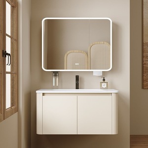 <span class=keywords><strong>Meuble</strong></span> de salle de bain épaissi et peu encombrant, couleur crème, lavabo à coins arrondis, <span class=keywords><strong>meuble</strong></span> simple pour lavage du visage et des mains - Product Image 2