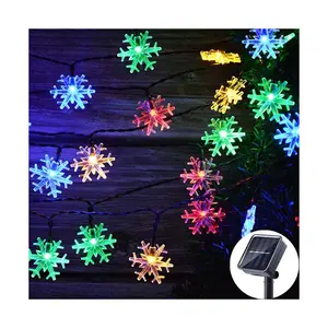Guirlande lumineuse solaire à LED, corde de Noël, flocon de neige décoratif, extérieur pour jardin, patio, camping