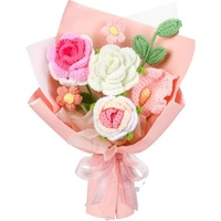 Bouquet tricoté à la main en fil de fleurs de potentilla tressé, style coréen, souvenir éternel, cadeau décoratif, Festival Qixi, artificiel