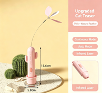 Jouet interactif rotatif électrique automatique pour chat d'intérieur, baguette en caoutchouc avec ventouse, plume de papillon et laser