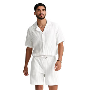 Ensemble décontracté d'été pour hommes en tissu rayé respirant – Vente en gros - Product Image 2