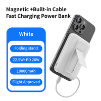 Batería Externa Personalizada de 10000 mAh, Inalámbrica, con Pantalla Digital y Soporte Magnético, Carga Rápida, Cable Integrado