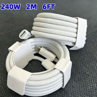 Cable de Carga Rápida Trenzado USB-C a USB-C de 2m y 240W, 5A, para iPhone 15/16/17, Macbook e Impresora, Venta al Por Mayor de Fábrica