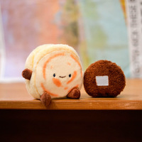 Porte-clés en peluche mini Roujiamo en tissu doux, vente en gros, porte-clés alimentaire en peluche de dessin animé, porte-clés alimentaire personnalisé pour sac, porte-clés en peluche