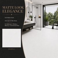 Carreaux de sol en porcelaine émaillée aspect marbre blanc mat 600x600, carreaux de sol antidérapants pour salle de bain et cuisine
