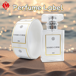 Custom Wholesale Luxury Perfume Gold <strong>Foil</strong> Stamping <strong>Adhesive</strong> Paper Label <strong>Embossed</strong> Logo Sticker for Perfume Bottle - Product Image 1