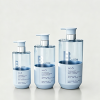 Bouteille de shampooing transparente en PET haut de gamme 750/500/300 ml, impression par estampage à chaud, emballage personnalisé, après-shampoing