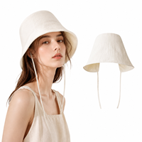 Chapeau Bob Femme à Large Bord Taille Unique 54-59cm Respirant Anti-UV avec Cordon de Serrage pour Plage, Voyage et Usage Quotidien