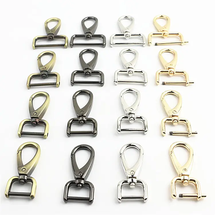 Customized Removable Screw Rod Fish Buckle Metal Square D Ring Snap Hook Trigger Swivel Dog Hook For Pet Leash Bag Accessories