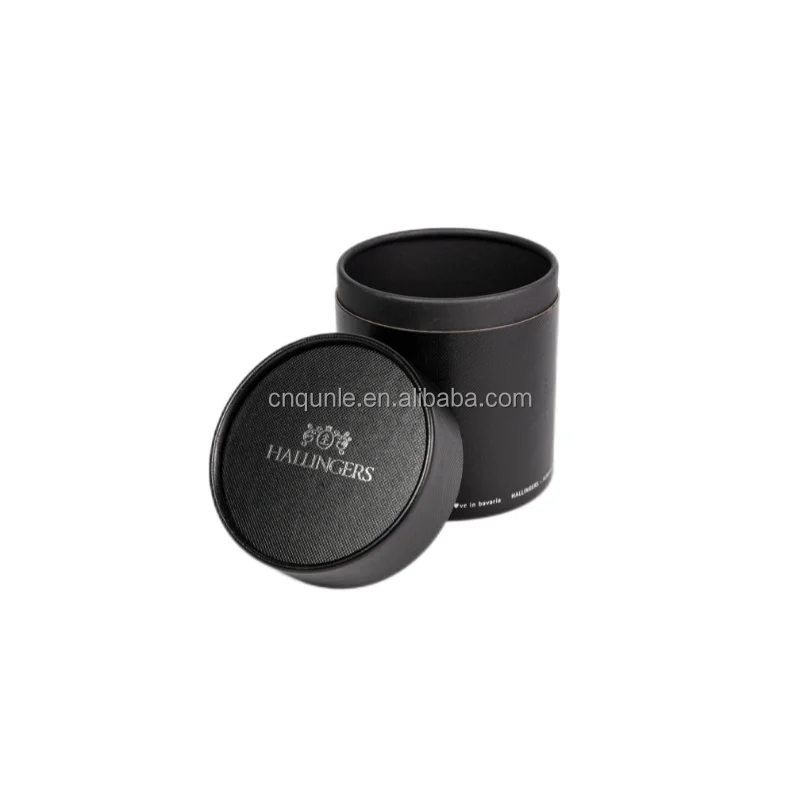 recyclable cylinder package box for candle black candle packaging boxes with silver stamping
