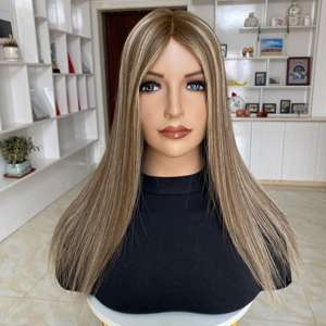 YF-2408 # Pelucas RH3/12 con Base Mono sin Pegamento, Cabello Humano Virgen Ruso, Estilo Liso, 130% de Densidad - Product Image 2