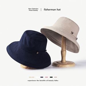 Sombrero de Pescador para Mujer, 100% Algodón, Transpirable, Resistente al Viento, Color Sólido, para Viajes y Compras al Aire Libre - Product Image 2