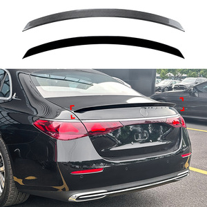 Mercedes-Benz E-Class W214 Rear Spoiler Piano <b>Black</b> Carbon Fiber Texture ABS <b>Trunk</b> Wing 2024+ - Product Image 1
