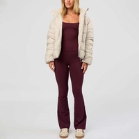 Veste matelassée légère et chaude pour femme, coupe courte, col montant, coupe-vent, hydrofuge, poches élastiques, personnalisable en gros