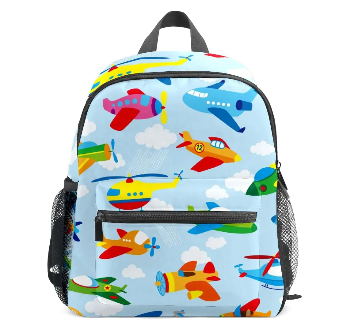 Mini Cute Airplane Print Backpack for Boy Girl Lightweight Shoulder Bag for Kids