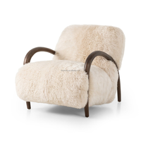 Fauteuil simple en tissu de laine moderne FERLY, fauteuil avec structure en bois massif et coussin épais, meubles de salon
