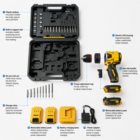 Ensemble de perceuse électrique sans fil à vitesse variable 21 V, mini perceuse avec chargeur de batterie, embouts de perceuse, embouts de tournevis, étui de transport