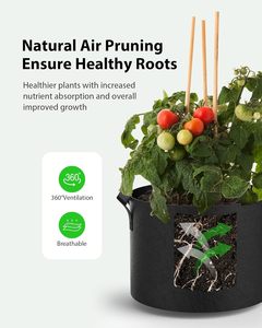 Bolsas de cultivo para plantas de 3, 5, 7, 10, 15, 20, 25 y 30 galones, macetas de tela resistentes, bolsas de jardín no tejidas, bolsas reutilizables para plantas - Product Image 4