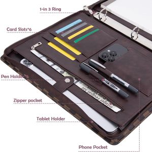 Porte-documents portable à motif écossais en cuir PU pour bureau, pochette professionnelle, classeur de gestionnaire, format A5 A6 A7, avec compartiments pour feuilles de budget - Product Image 2