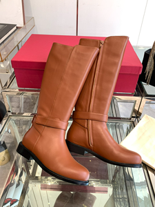 Women Black Suede Knee High <b>Boots</b> Flat Heel Side Zipper with Strap Detail for Daily Casual Wear - Product Image 6