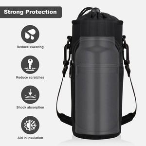 Sacs de transport pour bouteilles d'eau certifiés BSCI avec poche pour téléphone et bandoulière, manchons isolants pour bouteilles de 32 oz pour la randonnée et le camping - Product Image 4