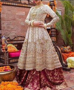 Veste élégante de mariée indienne/pakistanaise, robe Lehenga avec broderie Zardozi lourde pour mariage - Product Image 3