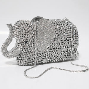 Luxo Cristal Elefante Pedra Animal Vestido Rhinestone <span class=keywords><strong>Clutch</strong></span> Moda Vestido Noite Sacos Embreagens De Casamento com Correntes Decoração - Product Image 2