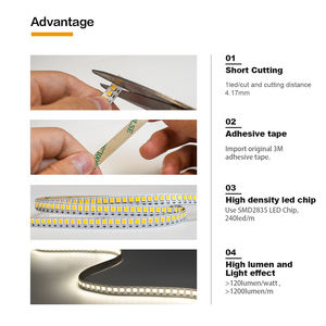 Tira de Luz LED PERFECT IP20 de Cobre Flexible SMD2835 240LEDs/M Mini Corte 1led Corte 8mm CRI90 DC24V - Product Image 3