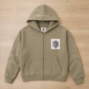 Sudaderas con Capucha para Hombre, Estilo Y2K Grunge, Personalizadas al por Mayor, de Felpa Francesa de Algodón de 450 g/m², con Apliques Bordados y Eslogan, Corte Holgado - Product Image 3