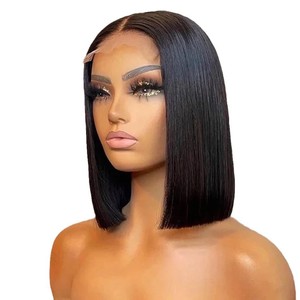 شعر بشري 100٪، باروكة قصيرة بطول 10 بوصات مع دانتيل أمامي عالي الوضوح، ملمس ناعم ومنفوش، نمط برازيلي بسعر الجملة - Product Image 1