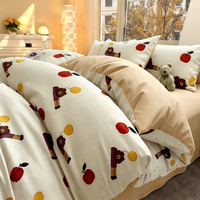 Parures de lit de haute qualité pour chambre d'enfant, 4 pièces, imprimé carton, pour usage domestique, housse de couette, drap plat/housse de matelas, taie d'oreiller