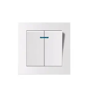 Sirode 9202 Series European Standard 250V Modern White Color 2 Gang 1 Way Electric Wall Light Switch And Socket With Indicator