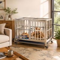 Cage pour chien en acier inoxydable pour grands chiens, chenil en métal robuste avec un design spacieux et durable pour l'intérieur et l'extérieur