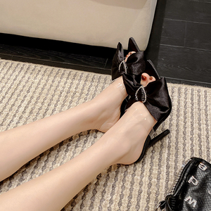 New Hot Selling 2023 European and American New <b>Bow</b> High Heel Muller Shoes Size 35-42 - Product Image 2