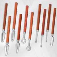 Houten Handvat Snijwerk Aansnijding Mes 10 Stuks Set Roestvrij Staal Fruit En Groente Schotel Snijmes Chef Rand Tekening Tool