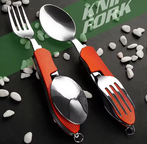 Wholesale Multifunctional 4 in 1 Detachable Structure Outdoor Tableware Pocket Folding Knife Fork Spoon - Product Image 5