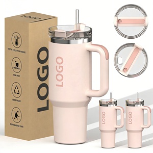 Mug à café isotherme à double paroi en acier inoxydable, grande capacité, avec logo personnalisé, anti-fuite, pour l'extérieur, 20-40 oz, avec poignée - Product Image 1
