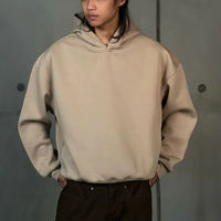 Sweat à capuche surdimensionné OEM pour garçons, pull sans cordon de serrage, poche latérale, tissu respirant, sweat à capuche lisse, 500 g/m², sweat à capuche lourd