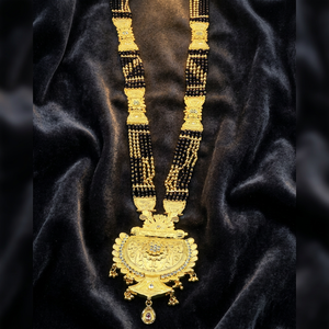 Wholesale 24K Micro Gold AD Stone Long Mangalsutra With Big Pendant, Traditional Wedding Jewelry, Forming AD Stone Mangalsutra. - Product Image 4