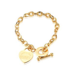 Pulsera de Cadena de Oro Rosa para Mujer con Dije de Corazón y Cierre de Palanca, Joyería de Regalo - Product Image 5