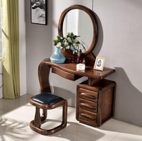 Table de maquillage et coiffeuse multifonctionnelle en bois massif de noyer noir et de cerisier d'Amérique du Nord moderne pour chambre à coucher