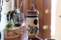 Casa para Pájaros de Madera Hecha a Mano con Arte Rústico Noruego Rosemaling, Colibrí Colgante, Ecológica, para Uso en Interiores/Exteriores, Regalo para Amantes de las Aves