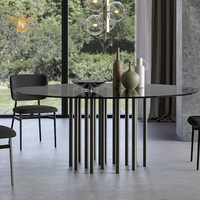 Table à manger design italien moderne avec plateau en verre trempé, meubles de salle à manger, cuisine avec 6 chaises personnalisées