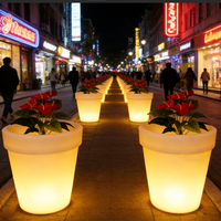 Pot Bunga Plastik Besar Berlampu LED Tenaga Surya untuk Taman, Patio, Restoran, Lanskap Hotel, Dekorasi Penanaman