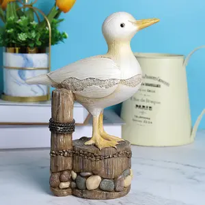 Patung taman dekorasi hewan burung camar realistis kreatif Resin ornamen rumah patung hewan poliester Resin