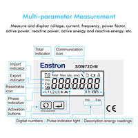 Medidor de Electricidad Inteligente Trifásico SDM72D-M con Pantalla LCD Digital y Modbus RTU RS485