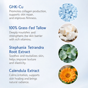 Crème <span class=keywords><strong>Visage</strong></span> Hydratante et Éclaircissante <span class=keywords><strong>Anti</strong></span>-Âge et <span class=keywords><strong>Anti</strong></span>-Rides au Peptide de Cuivre Bleu GHK, Suif de Bœuf Fouetté et Miel – OEM/ODM - Product Image 4