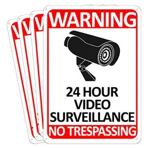 Tanda Video pengawasan 24 jam, dilarang untuk kamera keamanan CCTV, 10*7