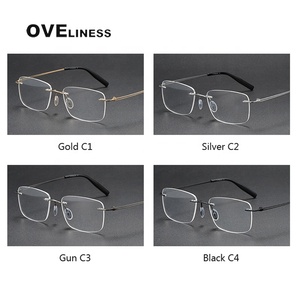 Montura de gafas de titanio puro 2024 para hombres y mujeres, monturas de gafas cuadradas sin montura para hombre y mujer, gafas completas coreanas - Product Image 5