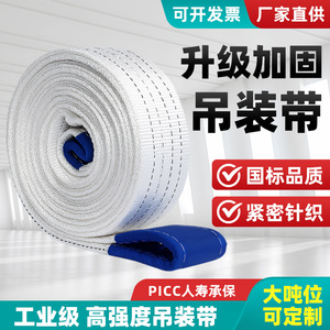 White Polypropylene Web Sling 8 M Eye And Eye Flat Industrial Lifting Slings For Construction Transportation - Product Image 2